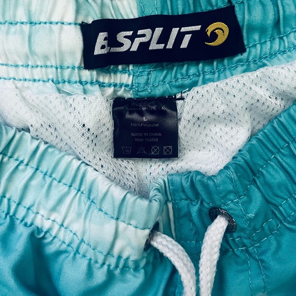 B.Split Swim Trunks Men L multicolored tropical beach print lined elastic waist - Picture 7 of 13